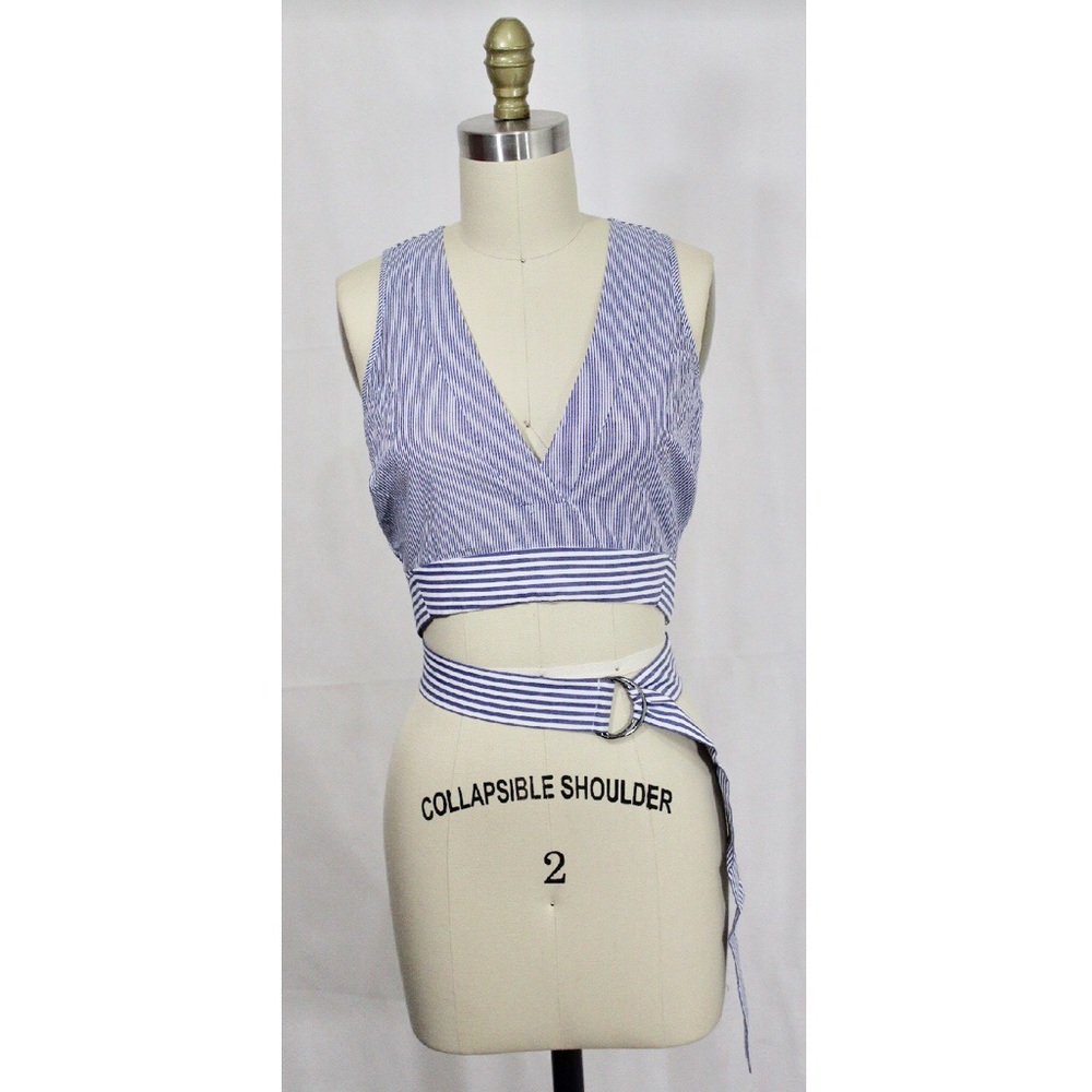 Derek Lam 10 Crosby Stripe Belted Crop Top size0